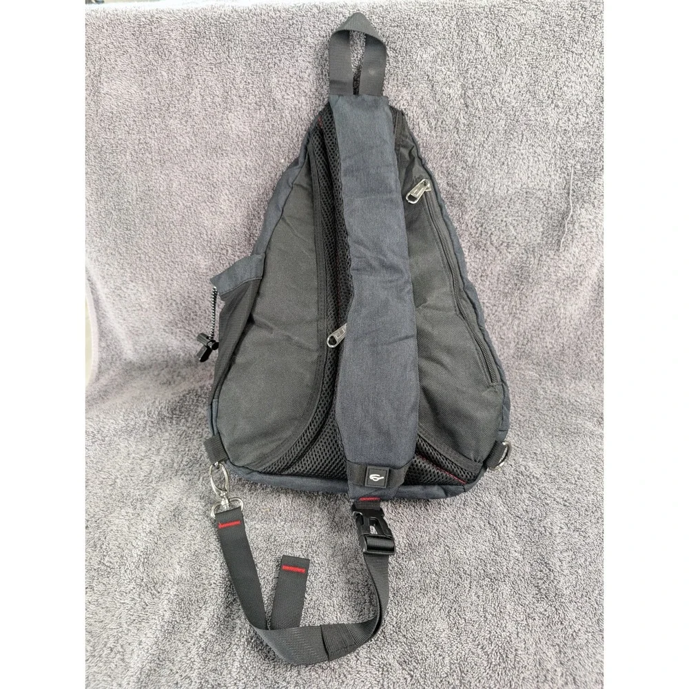 OutdoorMaster Sling Bag Crossbody Shoulder Backpack Black Red Zipper Unisex
